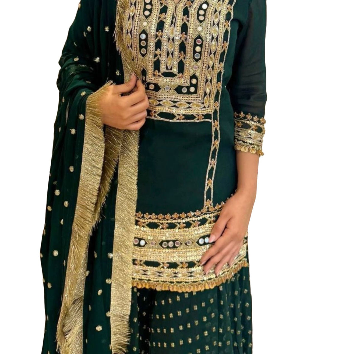 Sharara Suit With Dupatta in Georgette With Embroidery Work