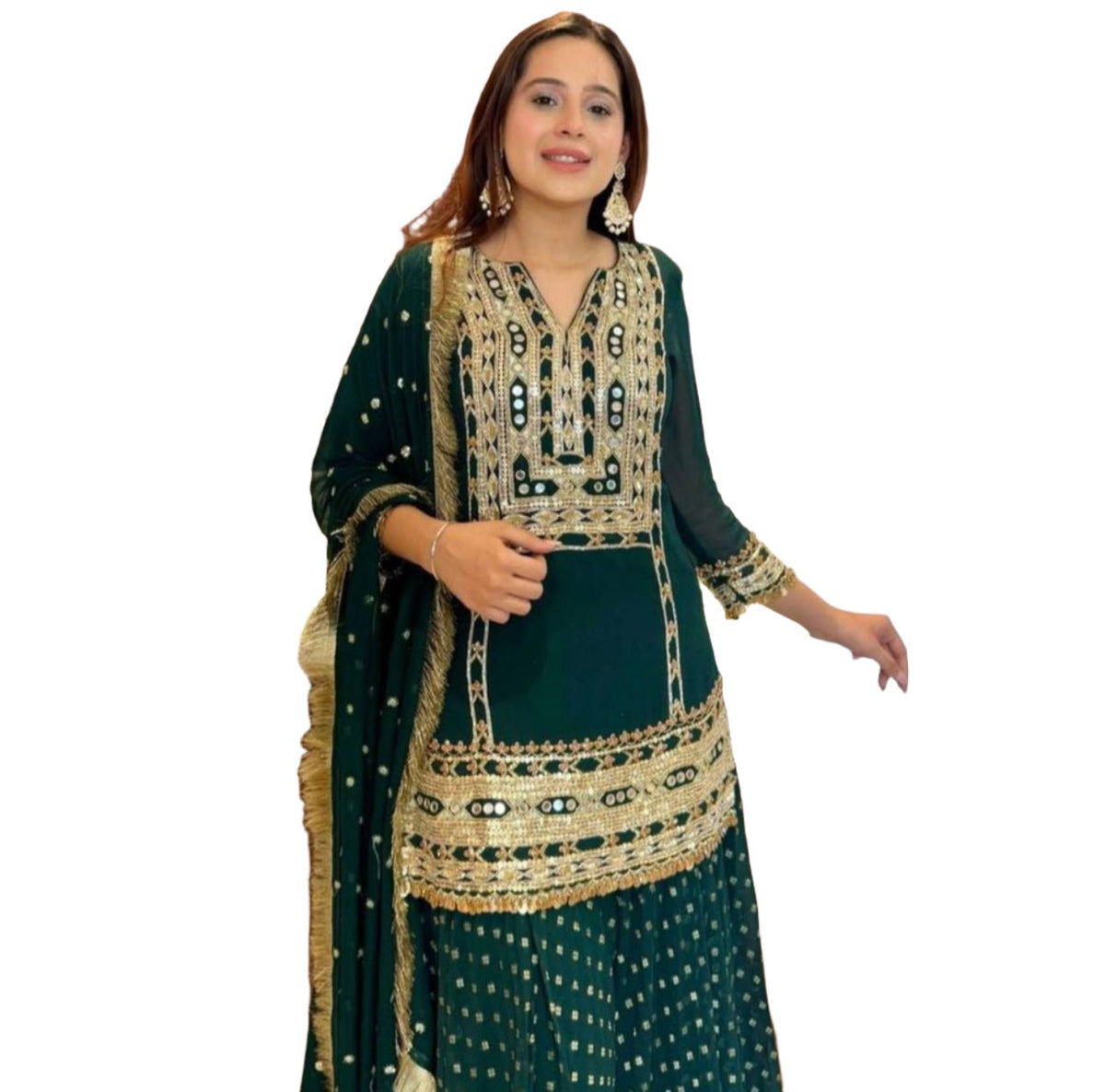 Sharara Suit With Dupatta in Georgette With Embroidery Work