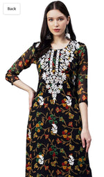 Floral Printed Georgette Chikankari Embroidery Kurti