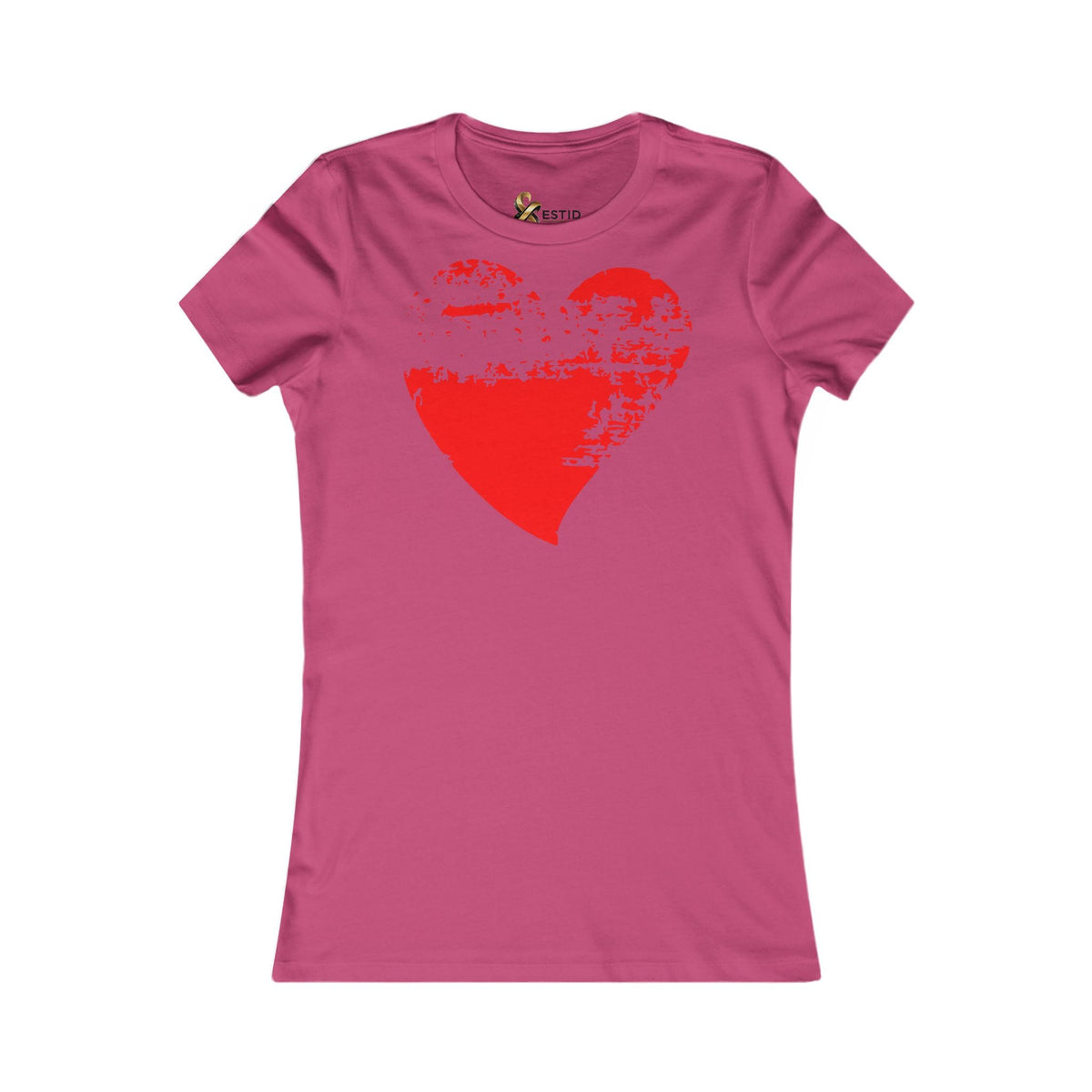 Damen T-Shirt 100% Baumwolle | Rotes Grunge-Herz