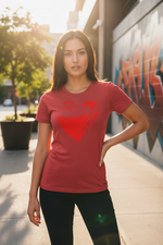 Damen T-Shirt 100% Baumwolle | Rotes Grunge-Herz