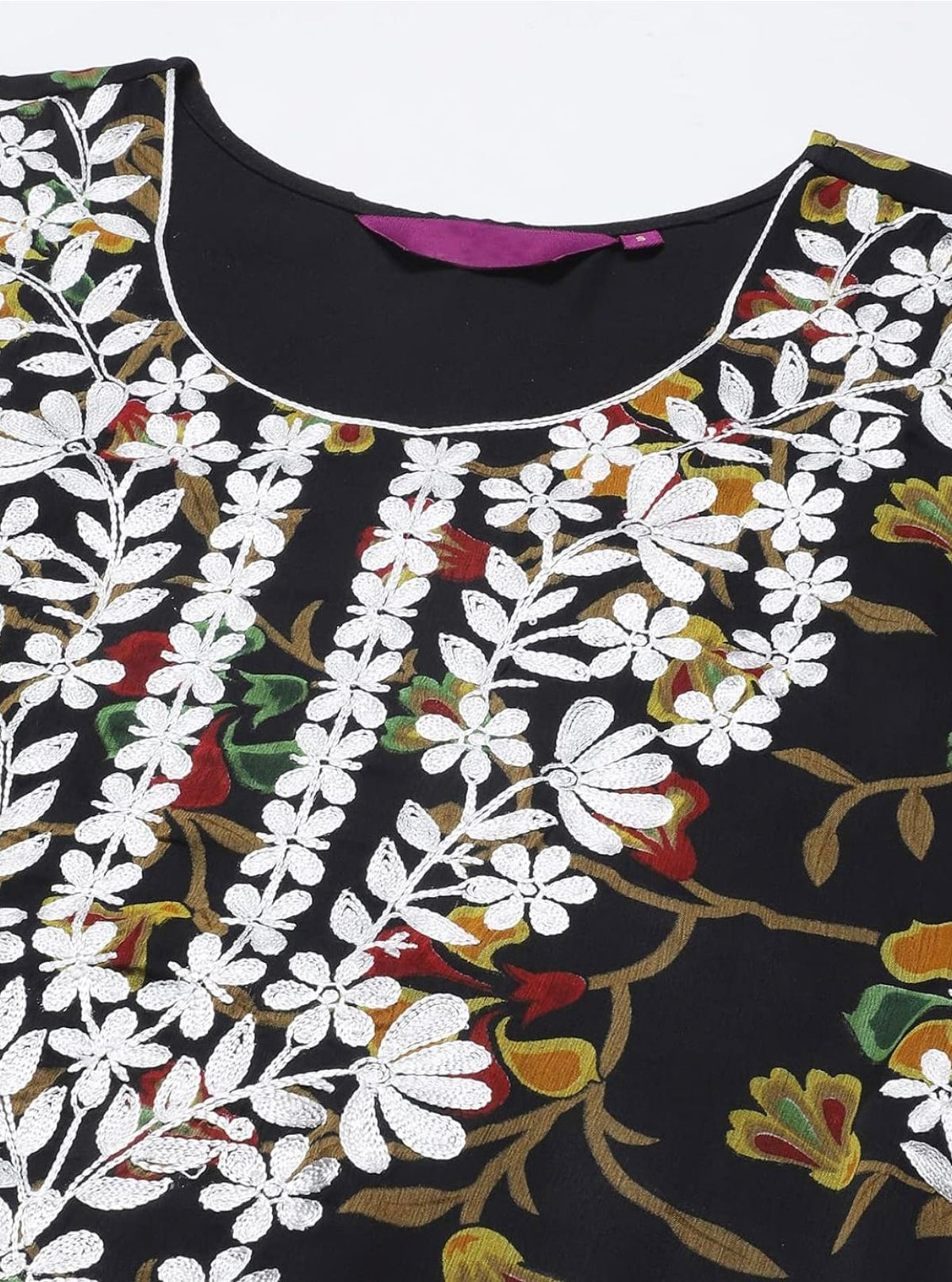 Floral Printed Georgette Chikankari Embroidery Kurti