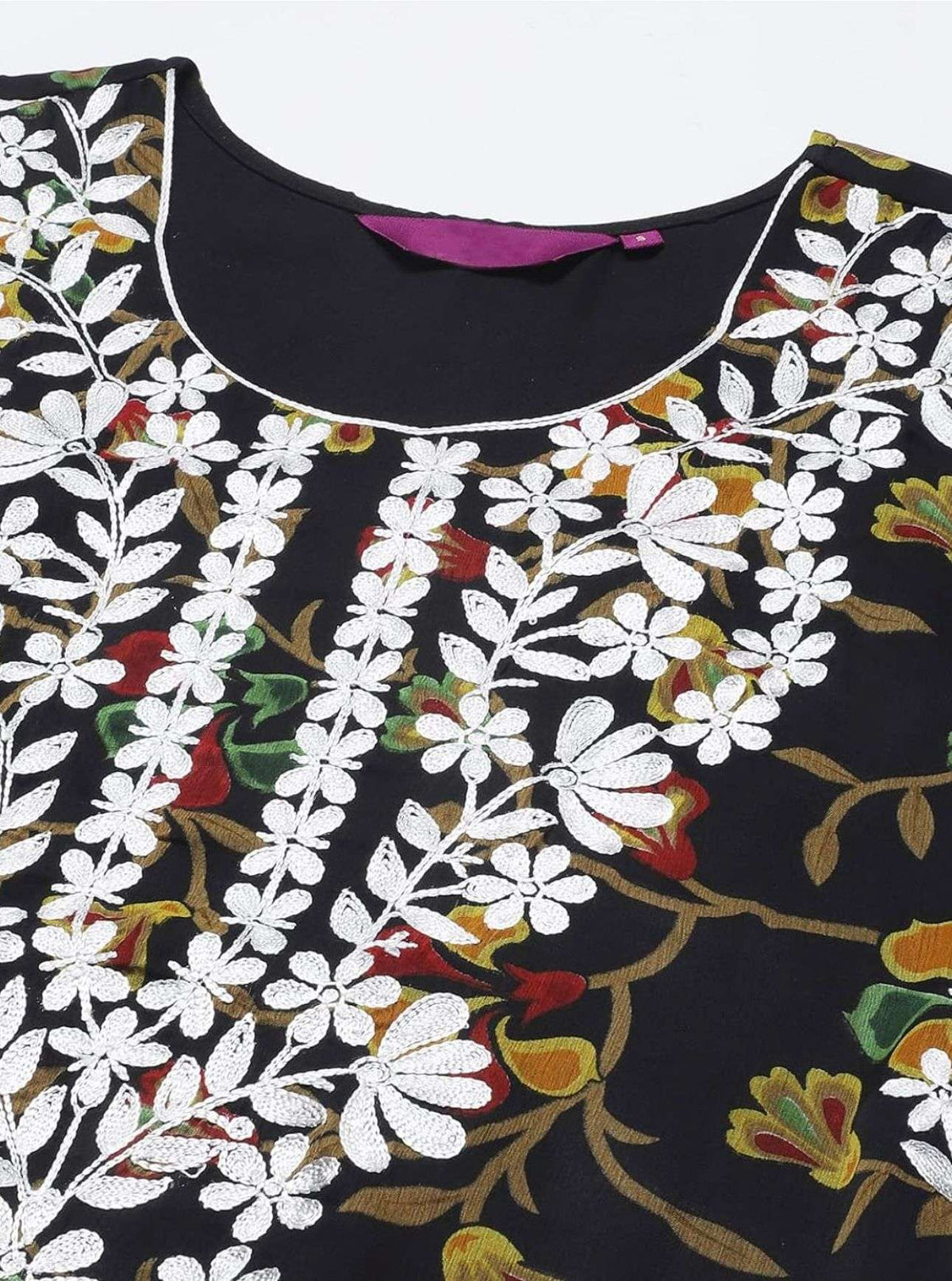 Floral Printed Georgette Chikankari Embroidery Kurti
