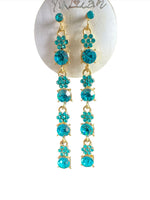 Crystal Flower Floral Gold & Sliver Drop Earrings