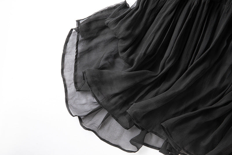 Damen Seidenkleid mit Puffärmeln | Luftsüßes Boho Maxikleid
