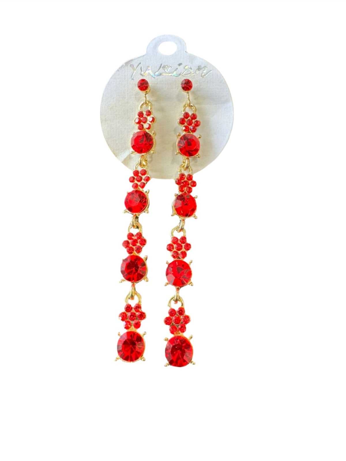 Crystal Flower Floral Gold & Sliver Drop Earrings