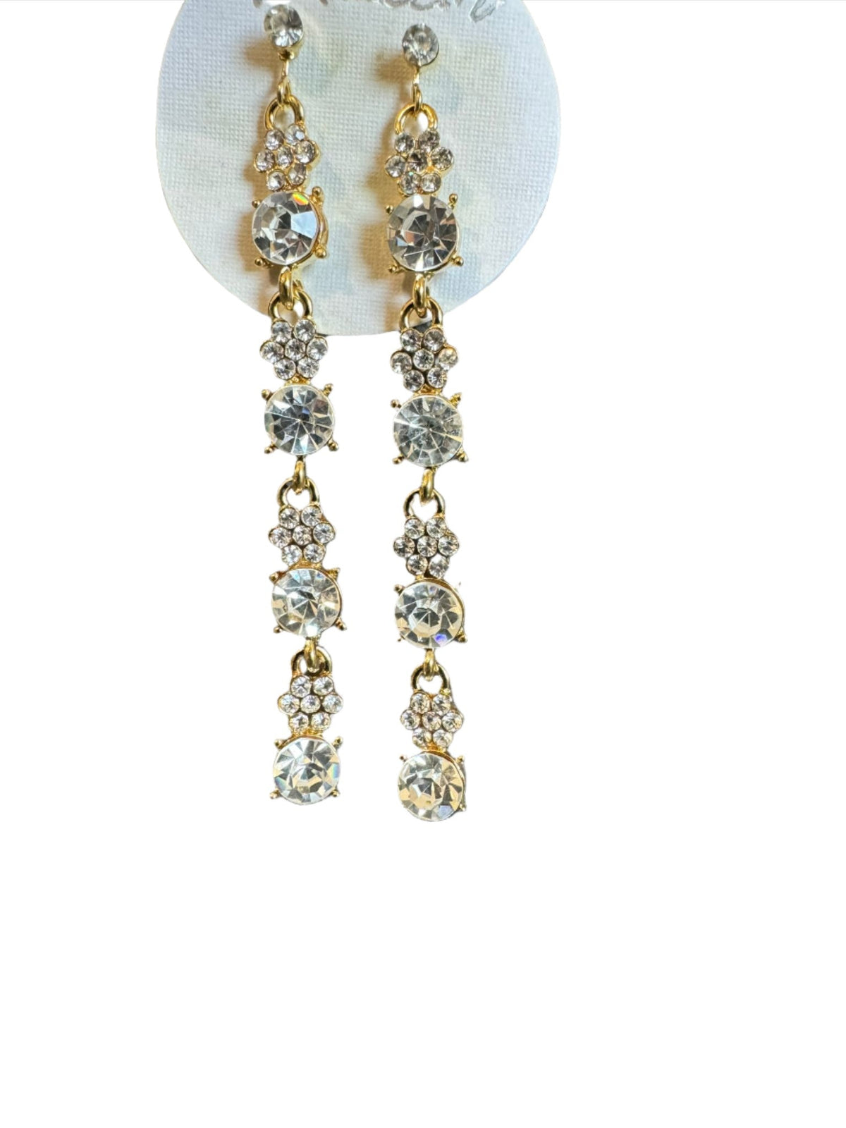 Crystal Flower Floral Gold & Sliver Drop Earrings