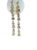 Crystal Flower Floral Gold & Sliver Drop Earrings