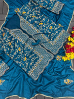 New Super Trending Embroidery cording work ready to wear saree with full koti