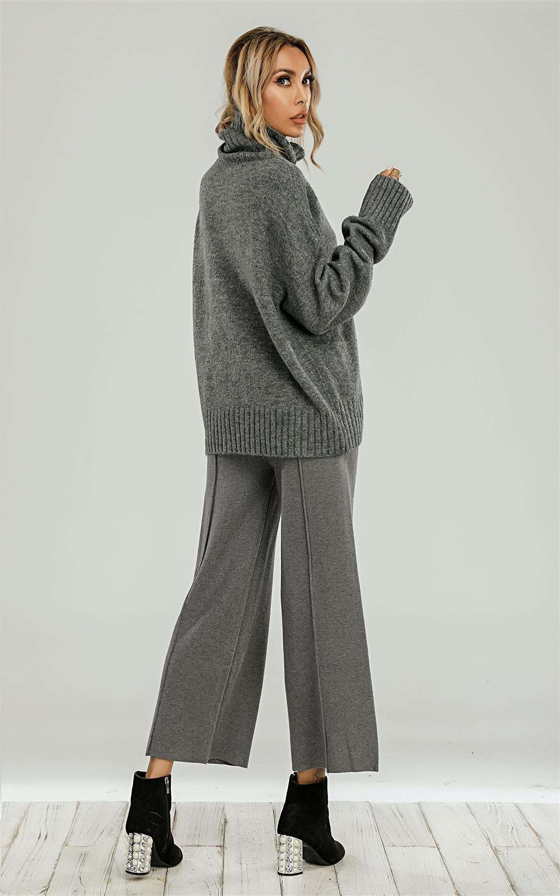 Wool Blanket Jumper Top With High Neck In Grey Namma Markt