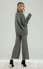 Wool Blanket Jumper Top With High Neck In Grey Namma Markt