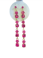 Crystal Flower Floral Gold & Sliver Drop Earrings