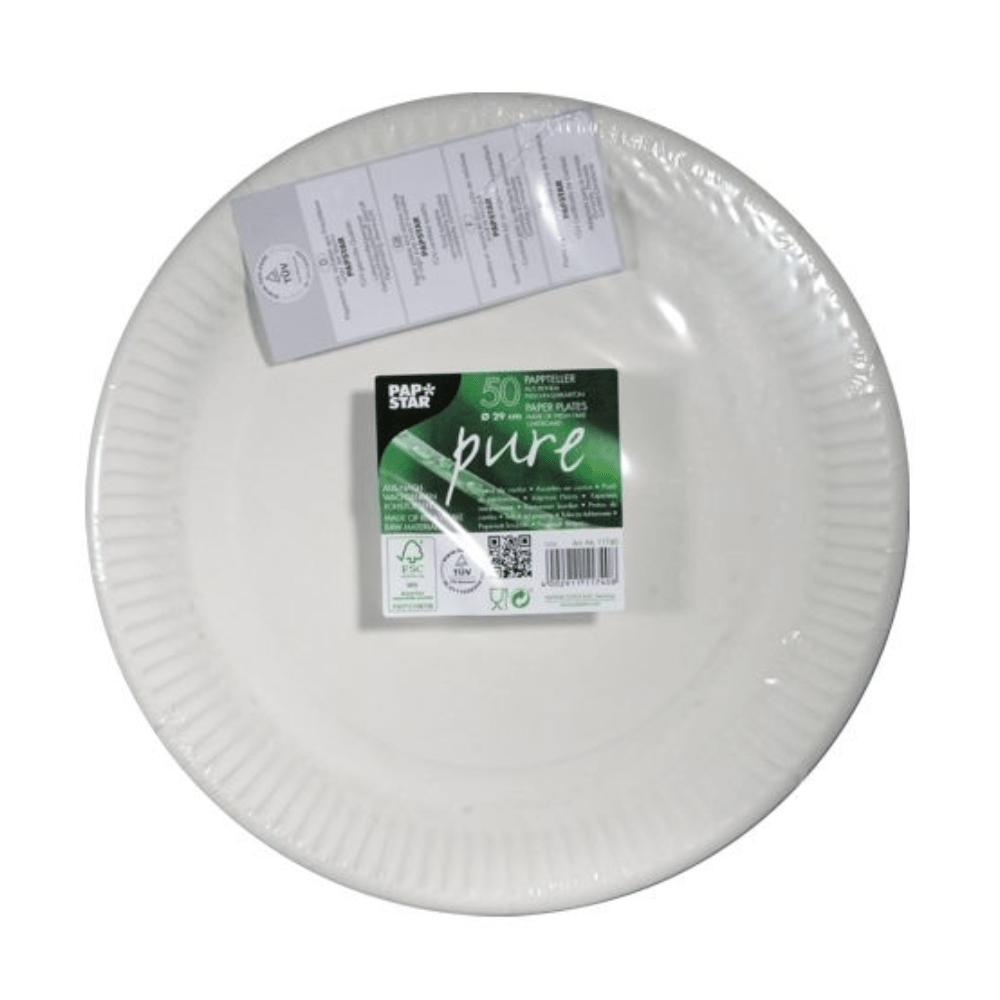 29 50 Teller, Pappe "pure" rund - weiss