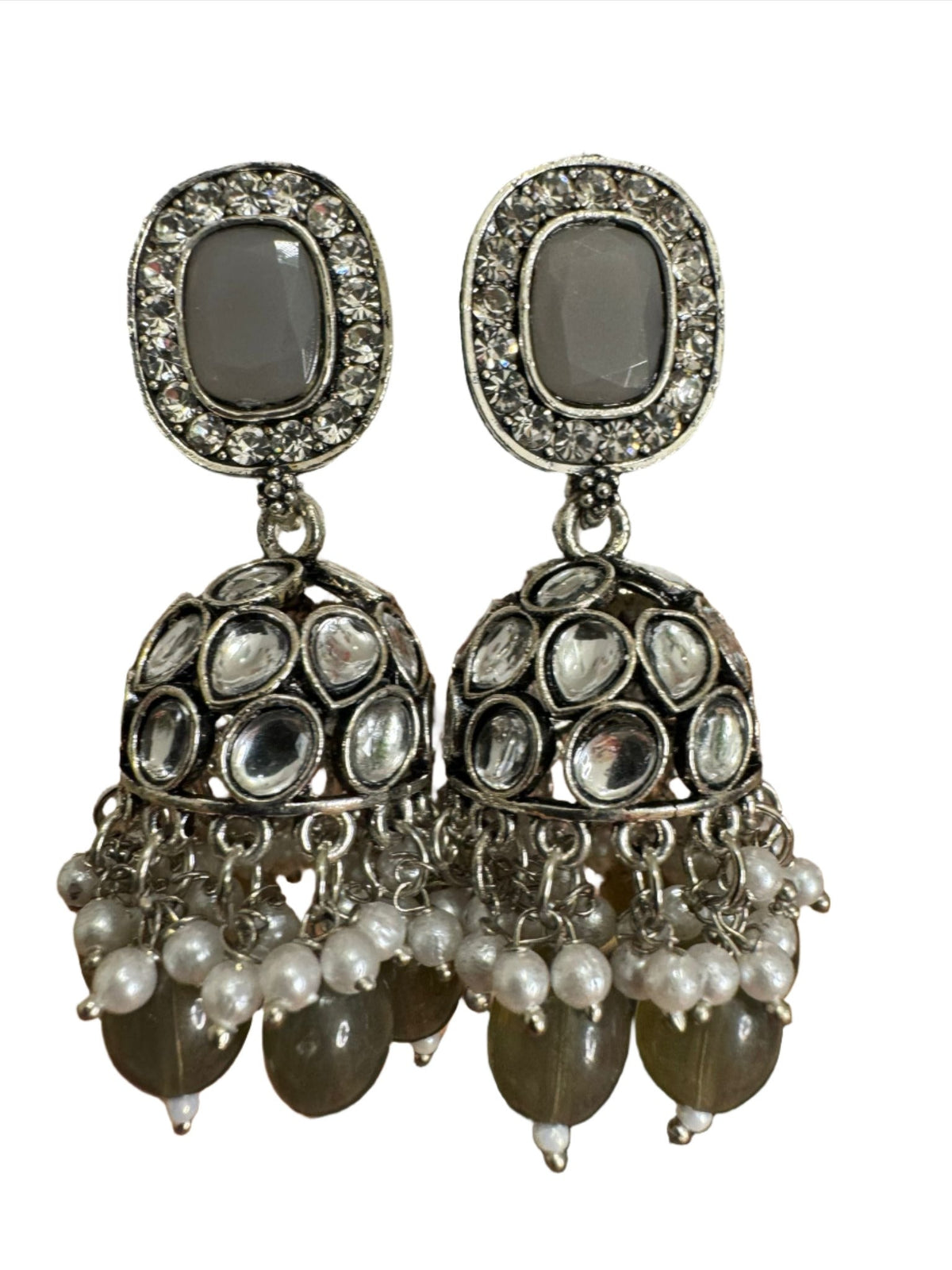 Antique Sliver Plated Kudan Jhumka Earrings.