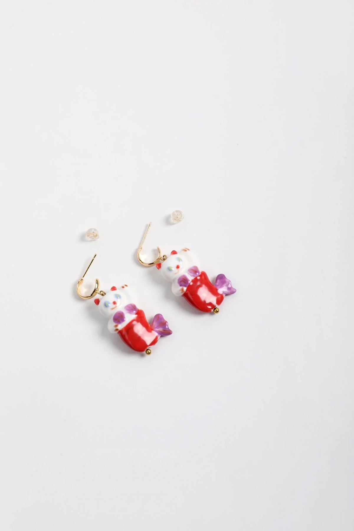 Hawaiian Mermaid Cat Ceramic Earrings