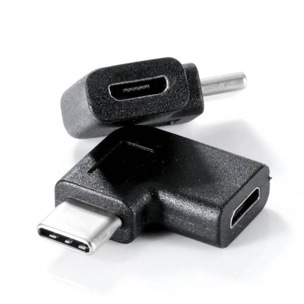 USB 3.1 Adapter Typ C Stecker zu 2.0 Micro B Buchse Winkel Kabel in Schwarz | System-S