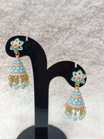 Gold-Plated Dome Shaped Kundan And Beaded Jhumkas