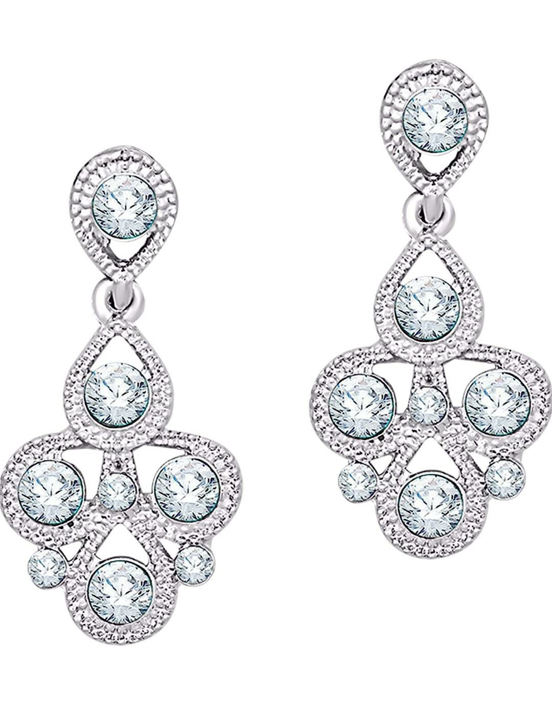 Women's Silver Plated American Diamond Necklace/Jewellery Set with Earrings
