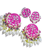 Chandbali Earrings(Pink Color)