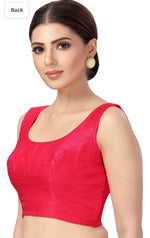 Women's Readymade Art Silk Sleeveless Saree Blouse(Pink)