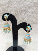 Gold-Plated Dome Shaped Kundan And Beaded Jhumkas