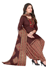 Women  Printed Thread Work Pure Cotton Kurta with Patiala & With Dupatta