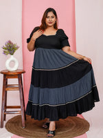 Women's Plus Size Half Sleevs Square Neck Solid Midi Dress in Germany