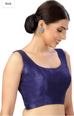 Women's Readymade Art Silk Sleeveless Saree Blouse(Navy Blouse)