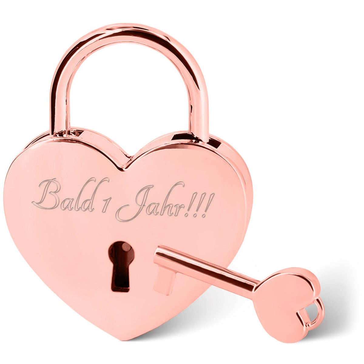 Herzschloss in Rosegold mit Gravur