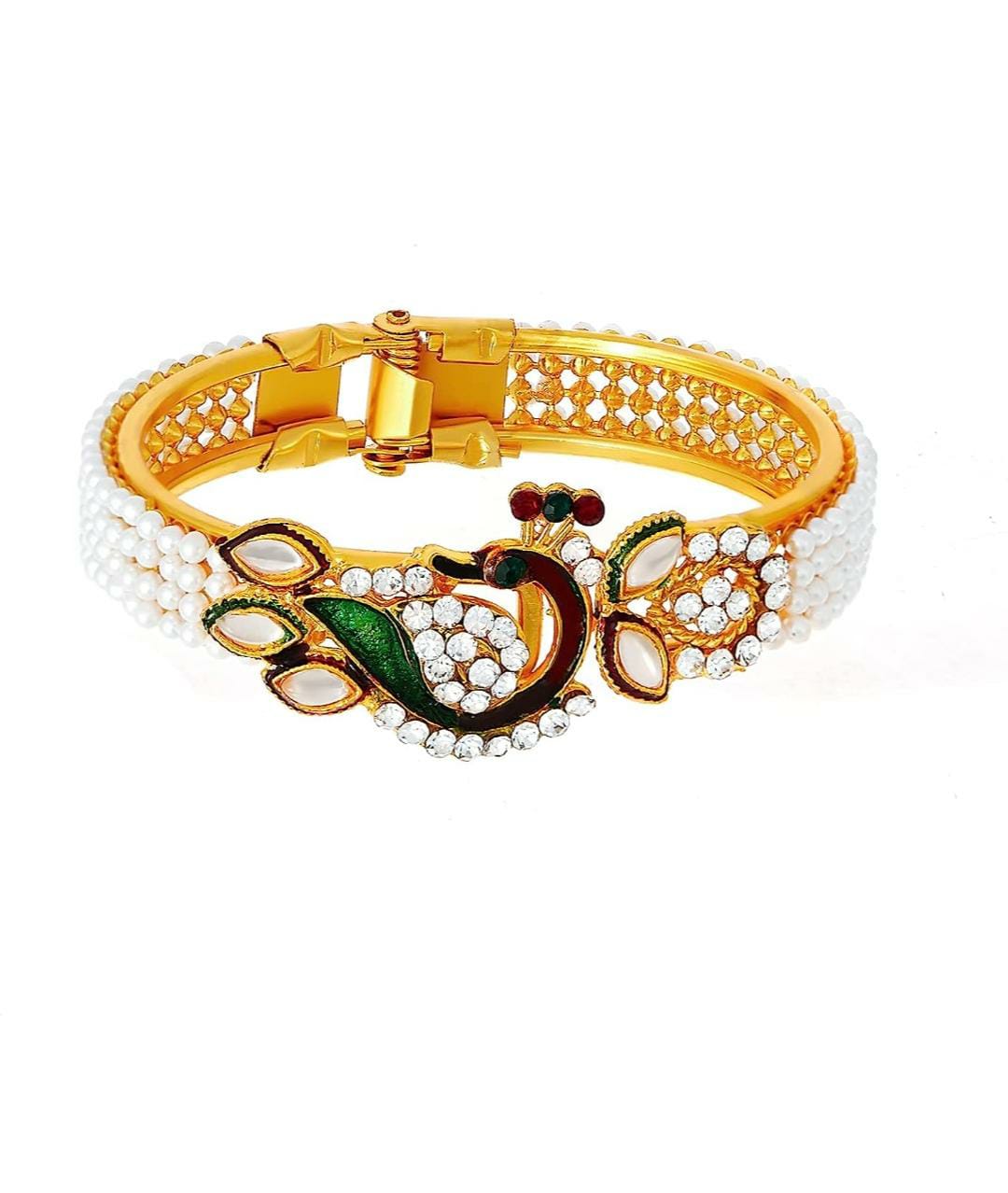 Bangles Designer Pearl Antique Gold Plated