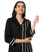 Black Women Shirt Dress Embellished By Lace in Munich