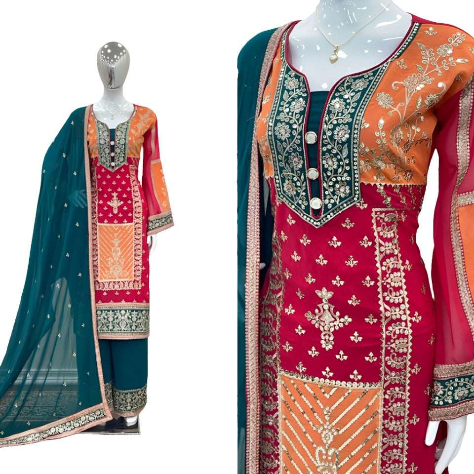 New Đěsigner Party Wear  Suit Look Top Plazzo & Dupatta Set