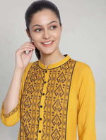 Women Yellow Ethnic Motifs Printed Kurta