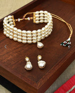 Pearls Gold Plated White Pearl Beaded Jewellery Set
