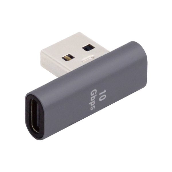 USB 3.1 Gen 2 Adapter Typ C Buchse zu 3.0 Typ A Stecker Winkel Kabel in Grau | System-S