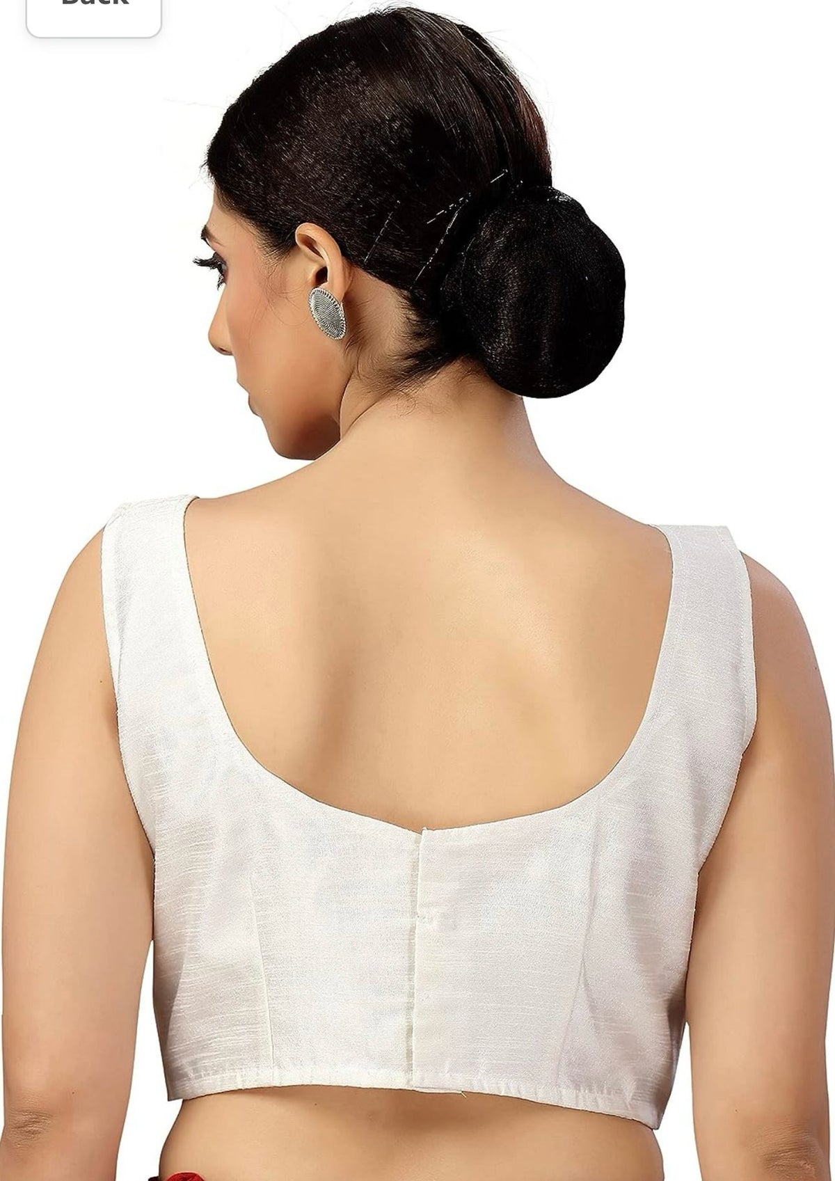 Women's Readymade Art Silk Sleeveless Saree Blouse(White)