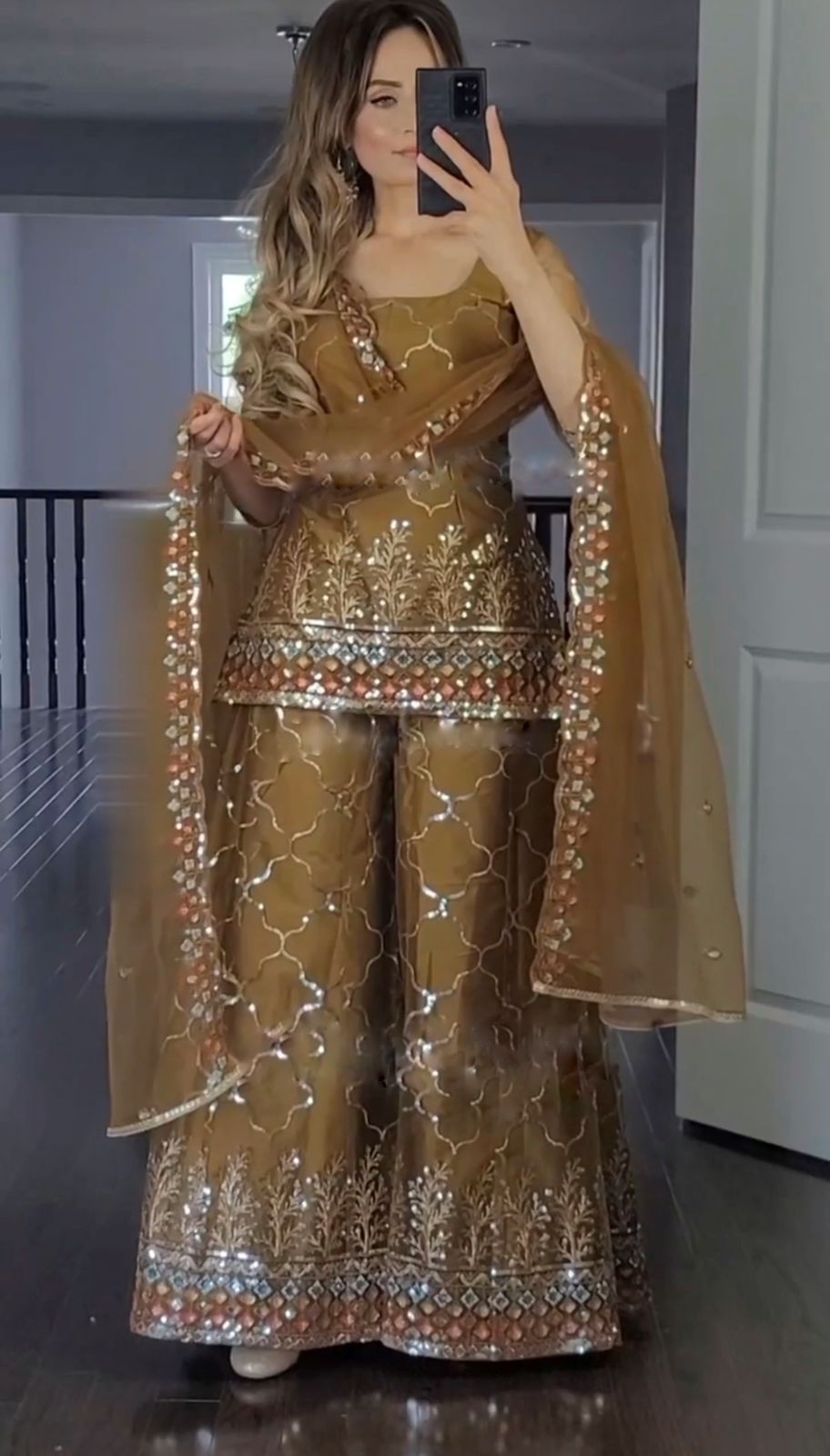 Party Wear Look Top-Palazzo and Dupatta With Heavy Embroidery Work Suit