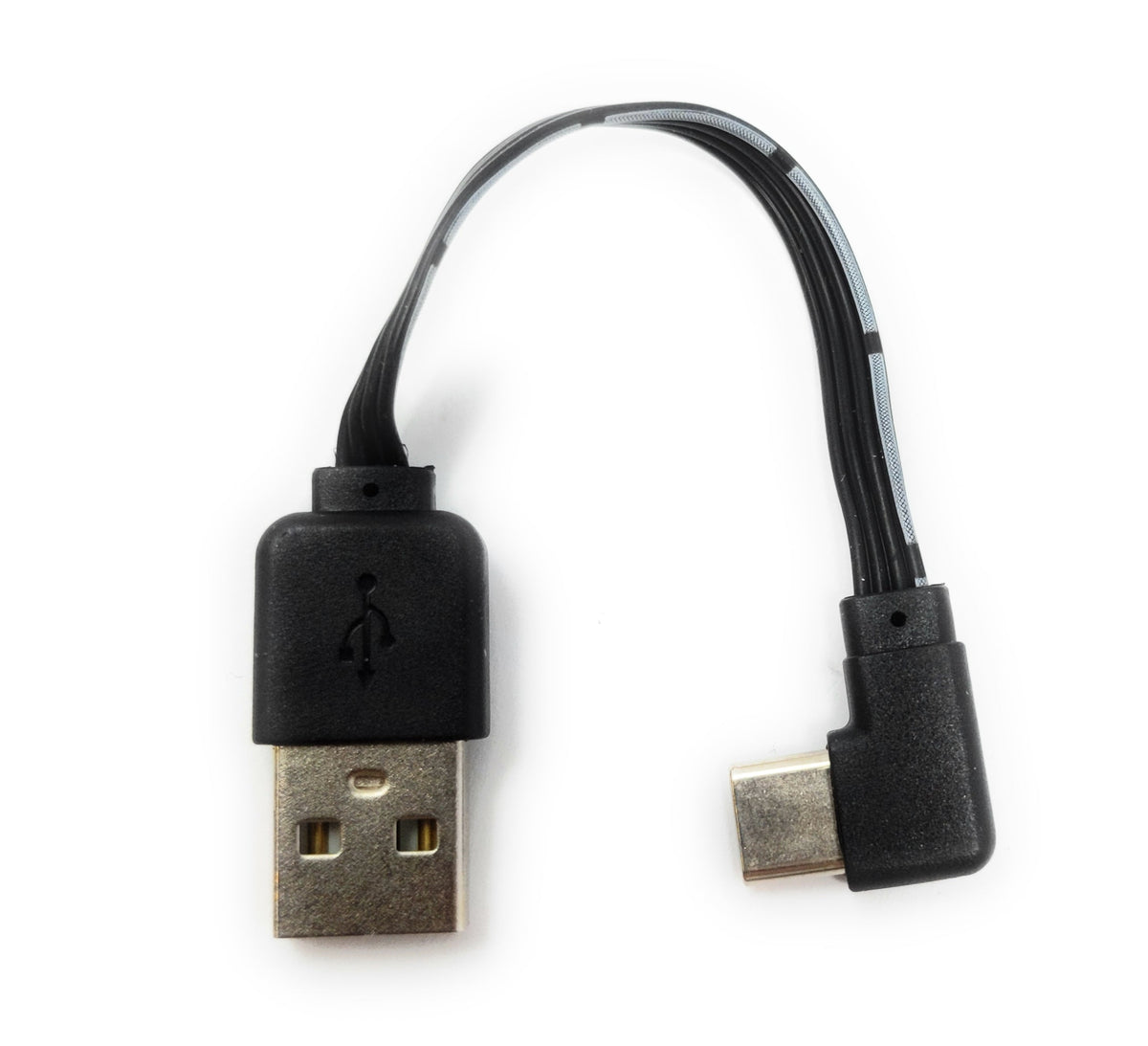 USB 3.1 Kabel 13 cm Typ C Stecker zu 2.0 Typ A Stecker Winkel flach Schwarz | System-S