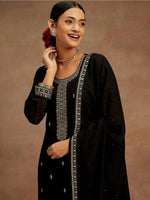 Kurta With Palazzos & Dupatta with Floral Embroidery