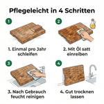 Stirnholz Schneidebrett Eiche 37x27x4,3cm – Massiver Hackblock