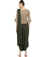 Women Beige Solid Top with Harem Pants & Dupatta