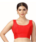 Women's Readymade Art Silk Sleeveless Saree Blouse(Red)