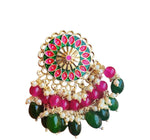 Earrings Festive Styling Dark Green & Pink