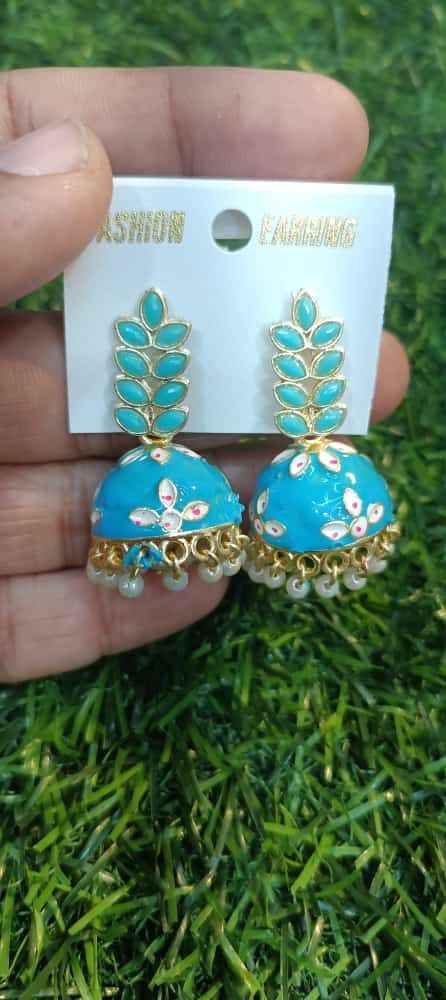 Gold-Plated Dome Shaped Meenakari Jhumkas