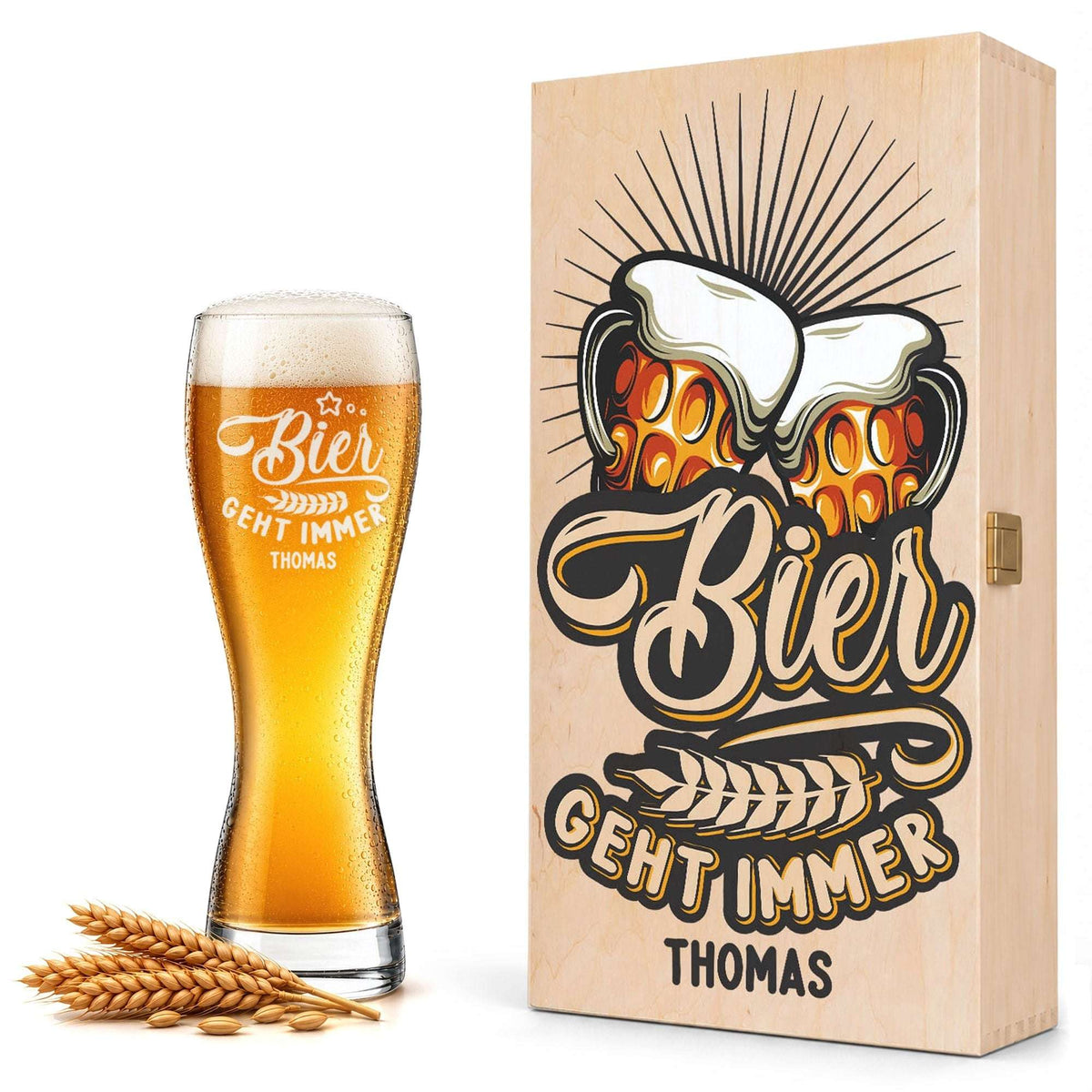 Stölzle Lausitz Weizenglas "Bier geht immer" mit Namen