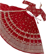 Fully Embroidered Red Lehenga Choli &amp; Dupatta Set
