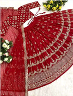Fully Embroidered Red Lehenga Choli &amp; Dupatta Set
