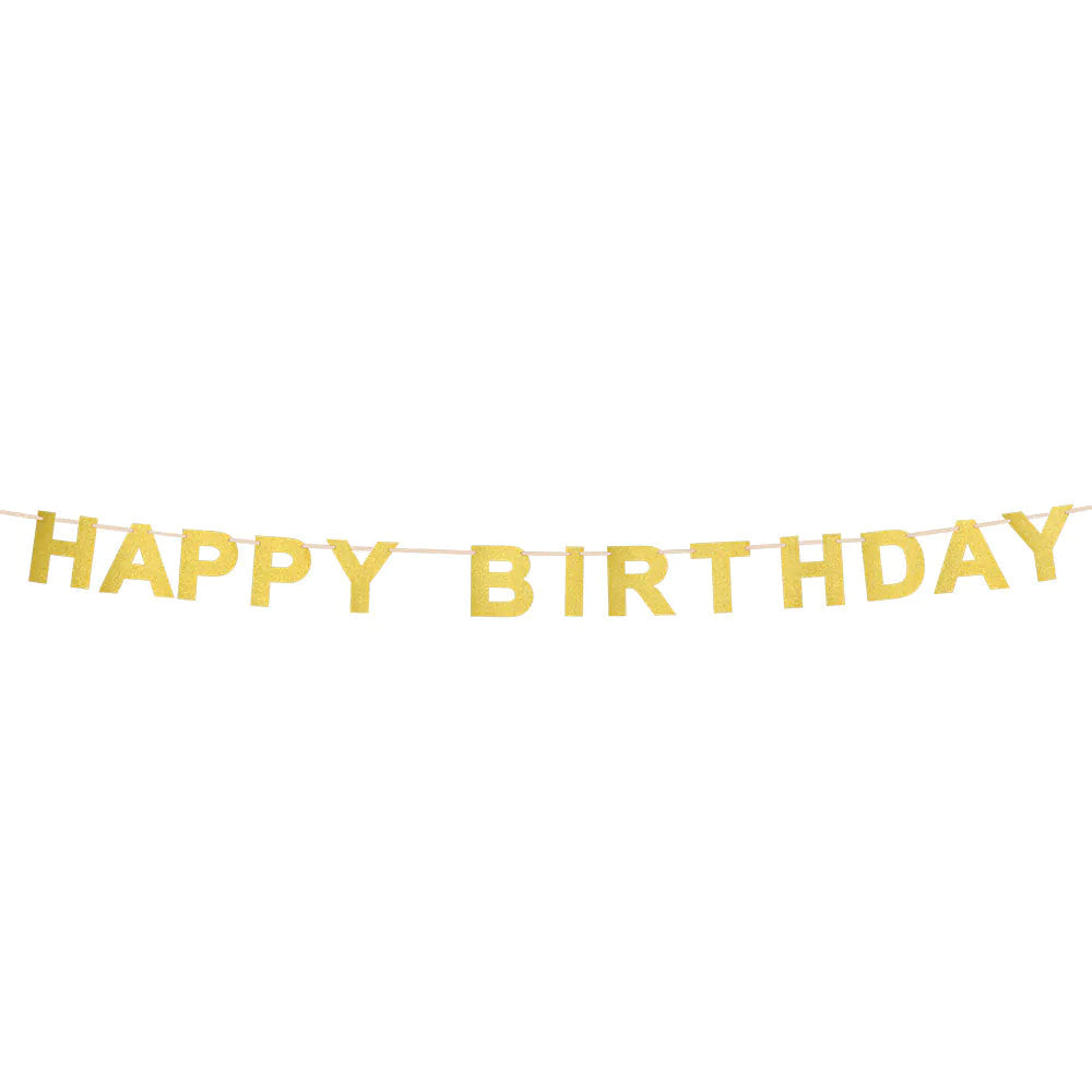 Happy Birthday Glitzer Buchstabengirlande 2,25 m | Gold