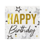 "Happy Birthday" Gold Schwarz | 20 Servietten 33x33cm