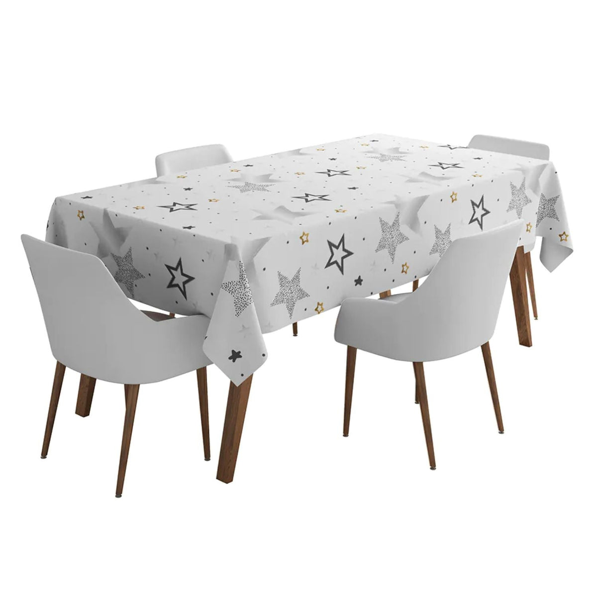 Happy Birthday Tischdecke 120x180 cm Sterne | Silber